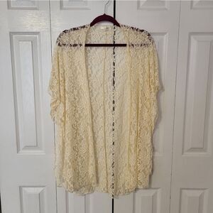 LA Gypsy off-white floral see threw open cardigan